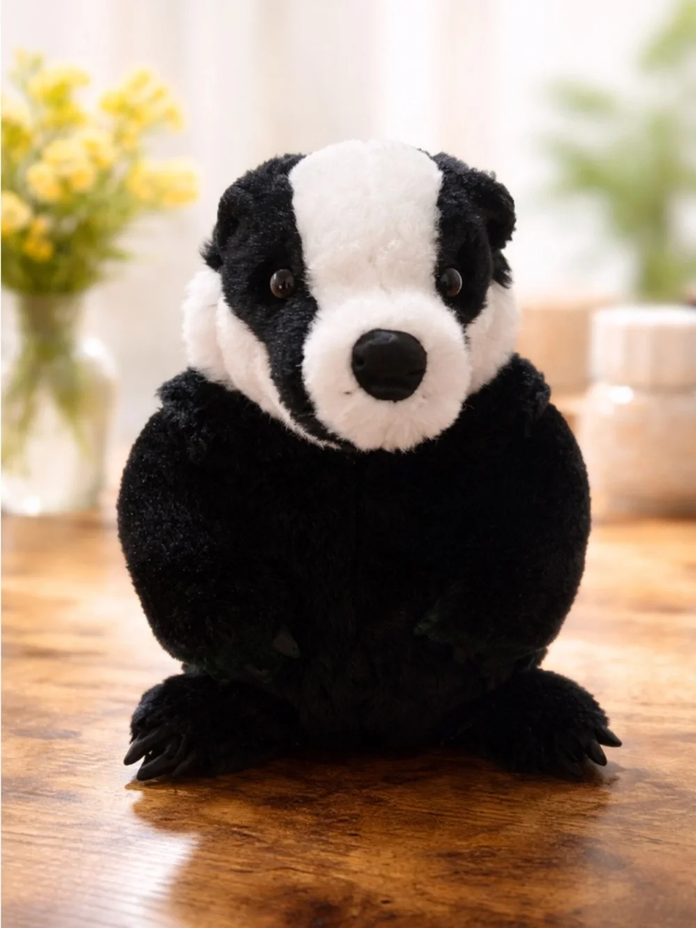 Plush Black & White Small Pet Badger Toy - Soft Stuffed Animal